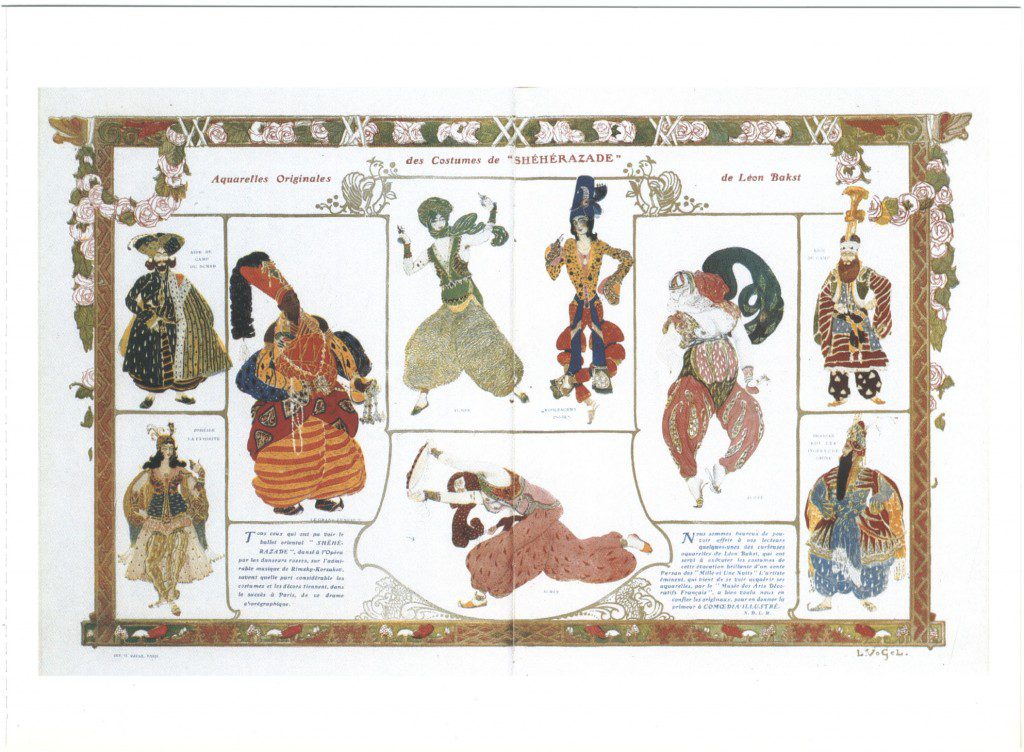 Léon Bakst's costume designs for Diaghilev's production of Rimsky-Korsakov's Scheherazade.