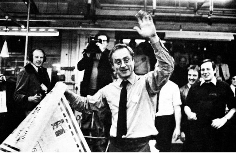 Sir Harry Evans at the Sunday Times offices