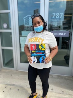 woman holding picture book